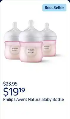 Walmart Philips Avent Natural Baby Bottle with Natural Response Nipple, Pink offer