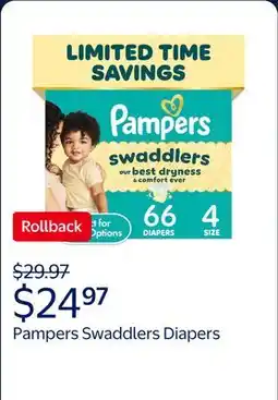 Walmart Pampers Swaddlers Diapers offer