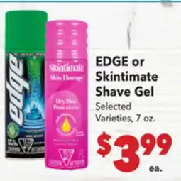 Vallarta Supermarkets EDGE or Skintimate Shave Gel offer