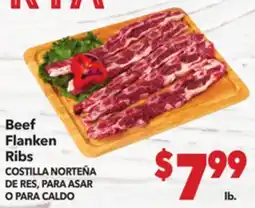 Vallarta Supermarkets Beef Flanken Ribs / COSTILLA NORTEÑA DE RES, PARA ASAR O PARA CALDO offer