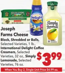 Vallarta Supermarkets Joseph Farms Cheese offer