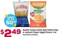 Grocery Outlet Boulder Canyon Kettle Style Potato Chips or Jackson's Super Veggie Straws offer