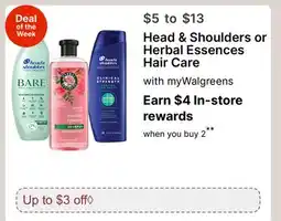 Walgreens Head & Shoulders or Herbal Essences Hair Care offer