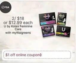 Walgreens U by Kotex Feminine Care offer