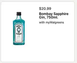 Walgreens Bombay Sapphire Gin, 750ml offer