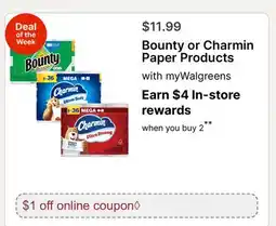 Walgreens Bounty or Charmin Paper Products offer