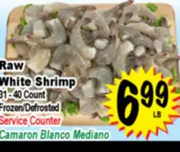 Superior Grocers Raw White Shrimp 31 - 40 Count offer