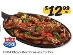 Winn Dixie USDA Choice Beef Boneless Stir Fry offer