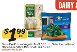 Winn Dixie Birds Eye Frozen Vegetables or Marie Callender's Mini Fruit Pies offer