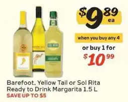 Winn Dixie Barefoot, Yellow Tail or Sol Rita Ready to Drink Margarita offer
