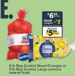 Winn Dixie Sunkist Navel Oranges or Sunkist Large Lemons offer