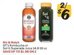 Winn Dixie GT's Kombucha or Sol-ti Superade Juice offer