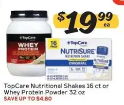 Winn Dixie TopCare Nutritional Shakes or Whey Protein Powder offer