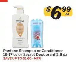 Winn Dixie Pantene Shampoo or Conditioner / Secret Deodorant offer