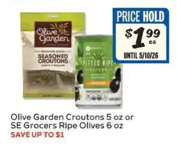 Winn Dixie Olive Garden Croutons 5 oz or SE Grocers Ripe Olives 6 oz offer