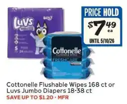 Winn Dixie Cottonelle Flushable Wipes or Luvs Jumbo Diapers offer