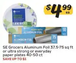 Winn Dixie SE Grocers Aluminum Foil or Paper Plates offer