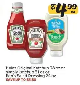 Winn Dixie Heinz Original Ketchup or Ken's Salad Dressing offer