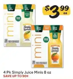 Winn Dixie Simply Juice Minis offer