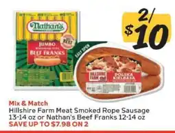 Winn Dixie Hillshire Farm Meat Smoked Rope Sausage or Nathan's Beef Franks offer