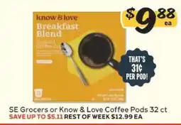 Winn Dixie SE Grocers or Know & Love Coffee Pods 32 ct offer
