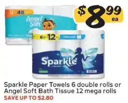 Winn Dixie Sparkle Paper Towels or Angel Soft Bath Tissue offer