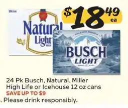 Winn Dixie 24 Pk Busch, Natural, Miller High Life or Icehouse offer