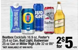 Super King Markets Beatbox Cocktails, Foster's, Bud Light, Budweiser, Miller High Life offer