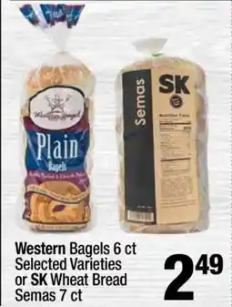 Super King Markets Western Bagels 6 ct or SK Wheat Bread Semas 7 ct offer