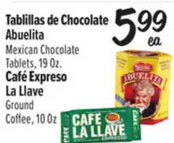 El Super Abuelita Mexican Chocolate Tablets, 19Oz. or La Llave Ground Coffee offer