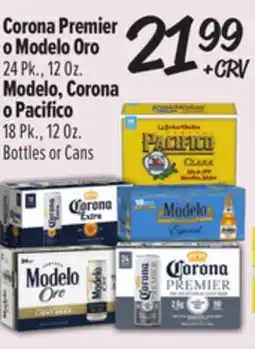 El Super Corona Premier o Modelo Oro 24 Pk., 12 Oz. Modelo, Corona o Pacifico 18 Pk., 12 Oz. Bottles or Cans offer
