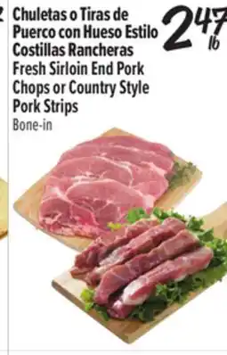 El Super Fresh Sirloin End Pork Chops or Country Style Pork Strips offer