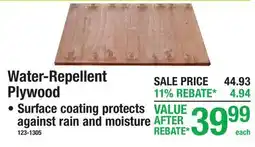 Menards SUBFLOOR Water-Repellent Plywood offer