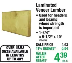 Menards Laminated Veneer Lumber offer
