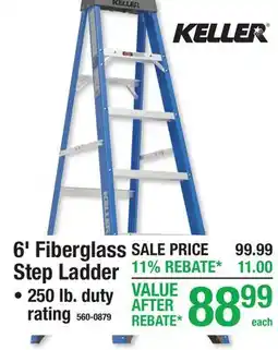 Menards Keller 6' Fiberglass Step Ladder offer