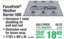 Menards Sheating ForceField Weather Barrier OSB offer