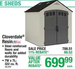 Menards STORAGE SHEDS Cloverdale Resin offer