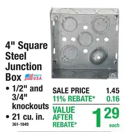Menards 4 Square Steel Junction Box offer