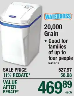 Menards WATERBOSS WATER SOFTERNERS 20,000 Grain offer