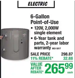 Menards Richmond Water Heaters 6-Gallon Point-of-Use offer