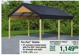 Menards Pro-Port Shelter offer