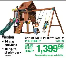 Menards READY-TO-ASSEMBLE SWING SETS Weston offer