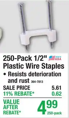 Menards 250-Pack 1/2 Plastic Wire Staples offer