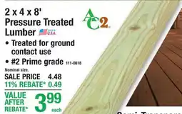 Menards 2 x 4 x 8' Pressure Treated Lumber offer