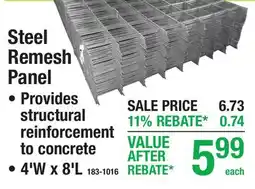 Menards CONCRETE FORMING Steel Remesh Panel offer