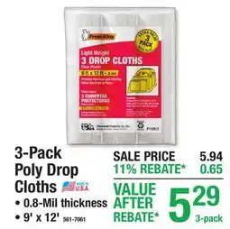 Menards 3-Pack Poly Drop Cloths offer