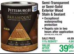 Menards Semi-Transparent or Semi-Solid Exterior Wood Stain & Sealant offer