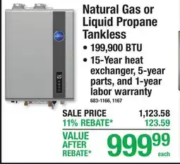 Menards Richmond Water Heaters Natural Gas or Liquid Propane Tankless offer