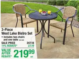 Menards 3-Piece West Lake Bistro Set offer