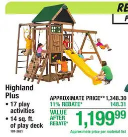 Menards READY-TO-ASSEMBLE SWING SETS Highland Plus offer